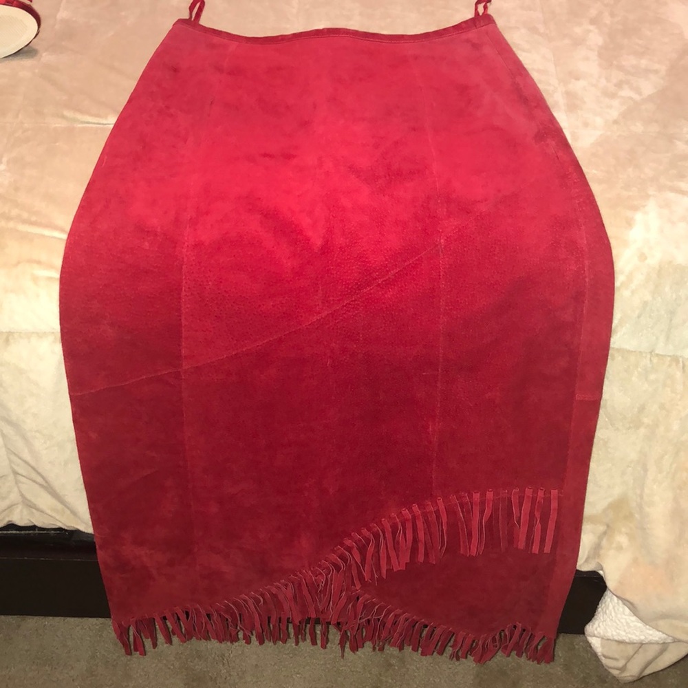 8 Suede fringe skirt